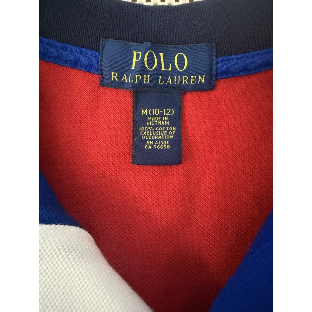 Ralph Lauren Youth Medium 10-12 Color Block Short Sleeve Polo Shirt Preppy Pony